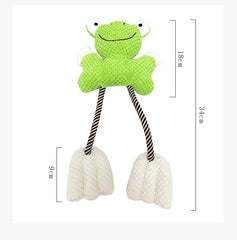 Pet Dog Plush Squeaky Toys Rope Frog