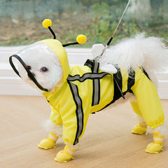 Puppy Dog Pet Raincoat Yellow Bee Cute