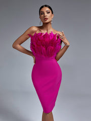 Olivia Feather Bandage Dress
