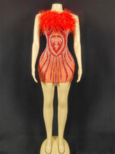 Paris Rhinestone Feather Dress