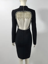 Pearl Bead Tassel Bandage Mini Dress