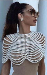 Pearl Bustier Beaded Crop Top