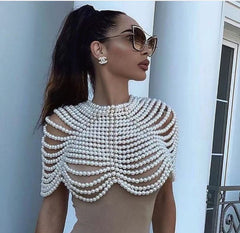 Pearl Bustier Beaded Crop Top