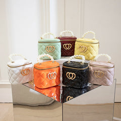 Pearl Heart Mini Tote Bucket Bag