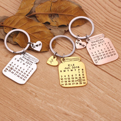 Personalized Hand-engraved Calendar Keychain