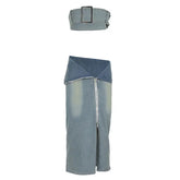 Raw Emotion Denim Maxi Skirt Set