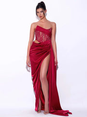 Red Carpet Satin Maxi Dress