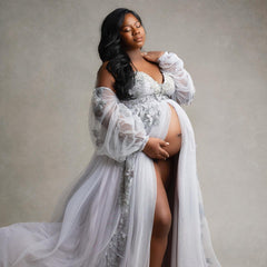 Retro Lace Maternity Dress