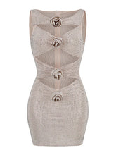 Rhinestone Cutout Bodycon Mini Dresses