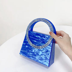 Rhinestone Marble Clutch Bag