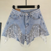 Rhinestones Short High Waist Jeans