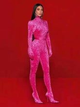 Rose Velvet Bodycon Jumpsuit