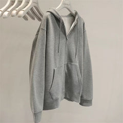 Hoodies Thick Fashion Women Sweatshirt Coat Solid Color Baggy Casual Clothes