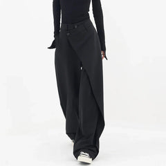 Casual High Waisted Wide Leg Pants Irregular Patchwork Suit Pants