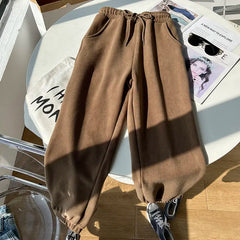 Solid Warm Fleece Pants for Women