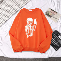 Skeleton Sweatshirts Women Cool Selfie Print