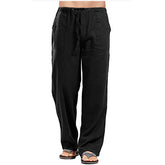 Men Pants Summer Solid Color Trousers Male Casual Elastic Waist Fitness Pants