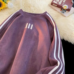 Round Neck Long Sleeves Hoodies Y2k Sweatshirt Retro Coat Hooded Shirt