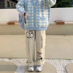 Casual Corduroy Pants Harajuku Pocket Cargo Pants Autumn And Winter Puppy