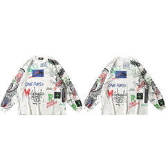 2023 Men Streetwear Hip Hop Graffiti Hoodies Long Sleeve Harajuku Oversized Autumn Loose