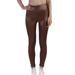 Sexy Legging Punk Black Skinny Pants Fashion High Waist Stretch Push Up Wet Look Ankle-Length Gym