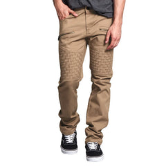Casual Style Man Leather Splicing Thin Straight Pants