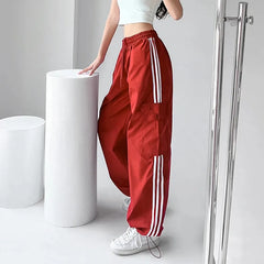 Streetwear Baggy Wide Leg Cargo Pants Bf Y2K High Waist