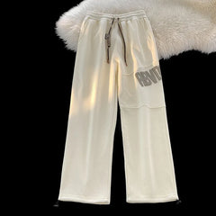 Leg Pants American Print Drawstring Pants Y2K Fashion Loose Street
