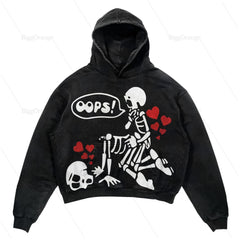 Skull Print Oversized Hoodie Women's Streetwear