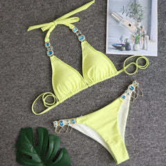 Seductive Lace-Up Halter Bikini Set