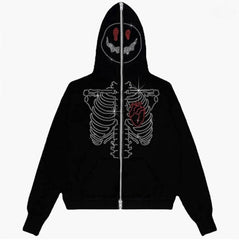Y2K Fashion Hoodie Rhinestones and Letter Graphics for Stylish Men
