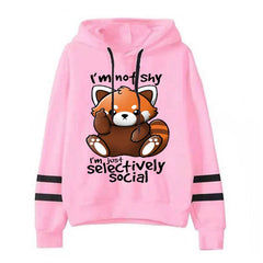 Women's Hoodies I Just Selectively Social Cute Little Raccoon Long Sleeves Casual Funny Graphic