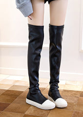 White Toe PU Over The Knee Sock Boots