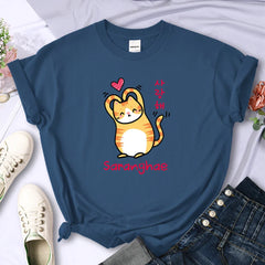 Cat Love Women's Tee Hip Hop Vintage Casual