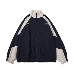 Men Hip-Hop Windbreaker Jacket with Patchwork and Color Block Design