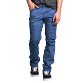 Casual Style Man Leather Splicing Thin Straight Pants