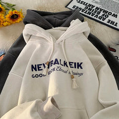 Korean Fashion Winter Hoodie: Warm & Stylish Embroidered Letters Sweater