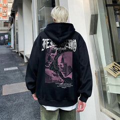 Men Gothic Printed Long Sleeve Hooded Hoodie for Autumn