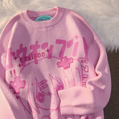 Japanese Anime Two Dimensional Girl Sweaters Women's Retro Loose Pullover