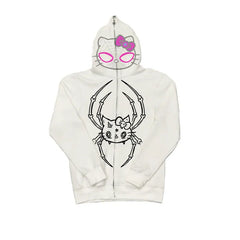 Spring Autumn Fashion Print Full Zipper High Street Hoodie Anime Tops Women Kawaii Clothes