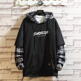 Black Patchwork Hoodies Autumn Spring Men Sweatshirts Hiphop Punk Streetwear Casual Pullover
