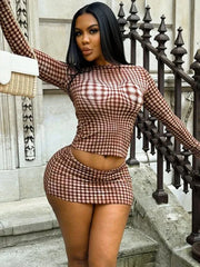 Let Me Find Out Brown Skirt Two Piece Set