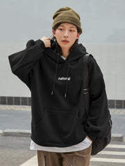Korean Fashion Natural Letter Print Cotton Hoodie Casual