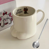 Cute Cat Paw Mug Coffee Mug Cartoon 3D Cat Claw Ceramic Drinkware with Lid Milk Breakfast