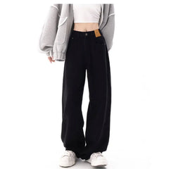 Black Baggy Straight Jeans Women Korean Fashion Streetwear High Waist Wide Leg Loose