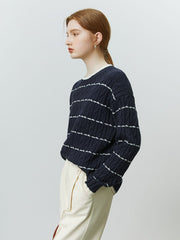 Sweaters Winter Loose Tops Stripe Pullover Cable Design Women Drop Sleeve