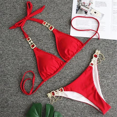 Seductive Lace-Up Halter Bikini Set