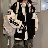 Bomber Jacket Vintage Women Fashion College Uniform Baseball Jackets Oversized