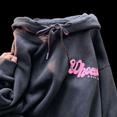 Japanese Alphabet Print Hoodie A Lovely Autumn/Winter Trend with Velvet Thickening for Women Embrace the Y2K Oversize Loose Coat