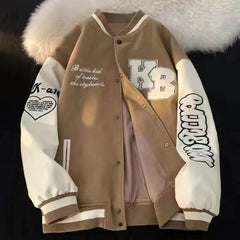 Women's Retro Embroidered American High Street Baseball Jacket
